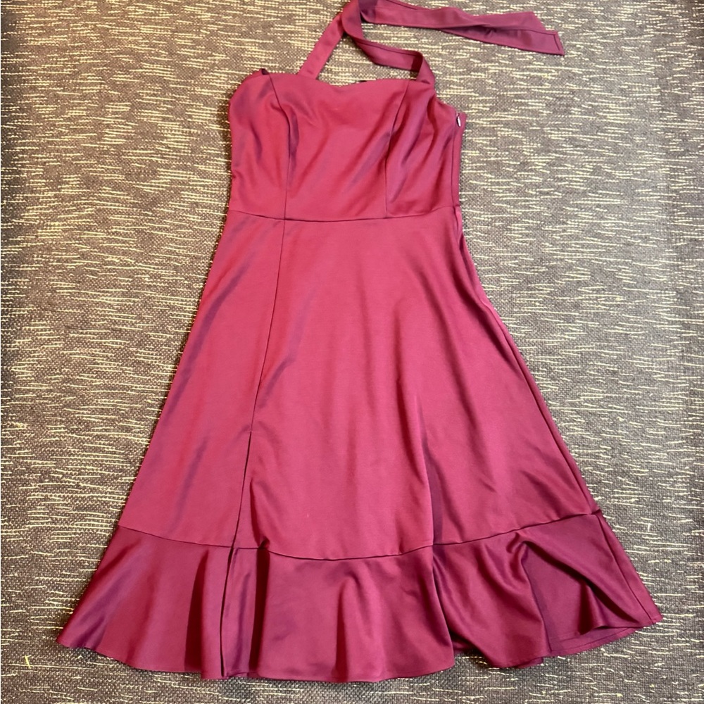 Elegant Burgundy Halter Dress